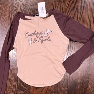 Cowboys & Tequila Graphic Baseball Tee – Large